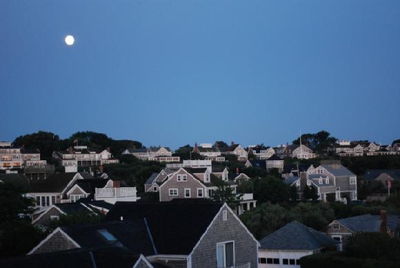 moonset on Nantucket Island
